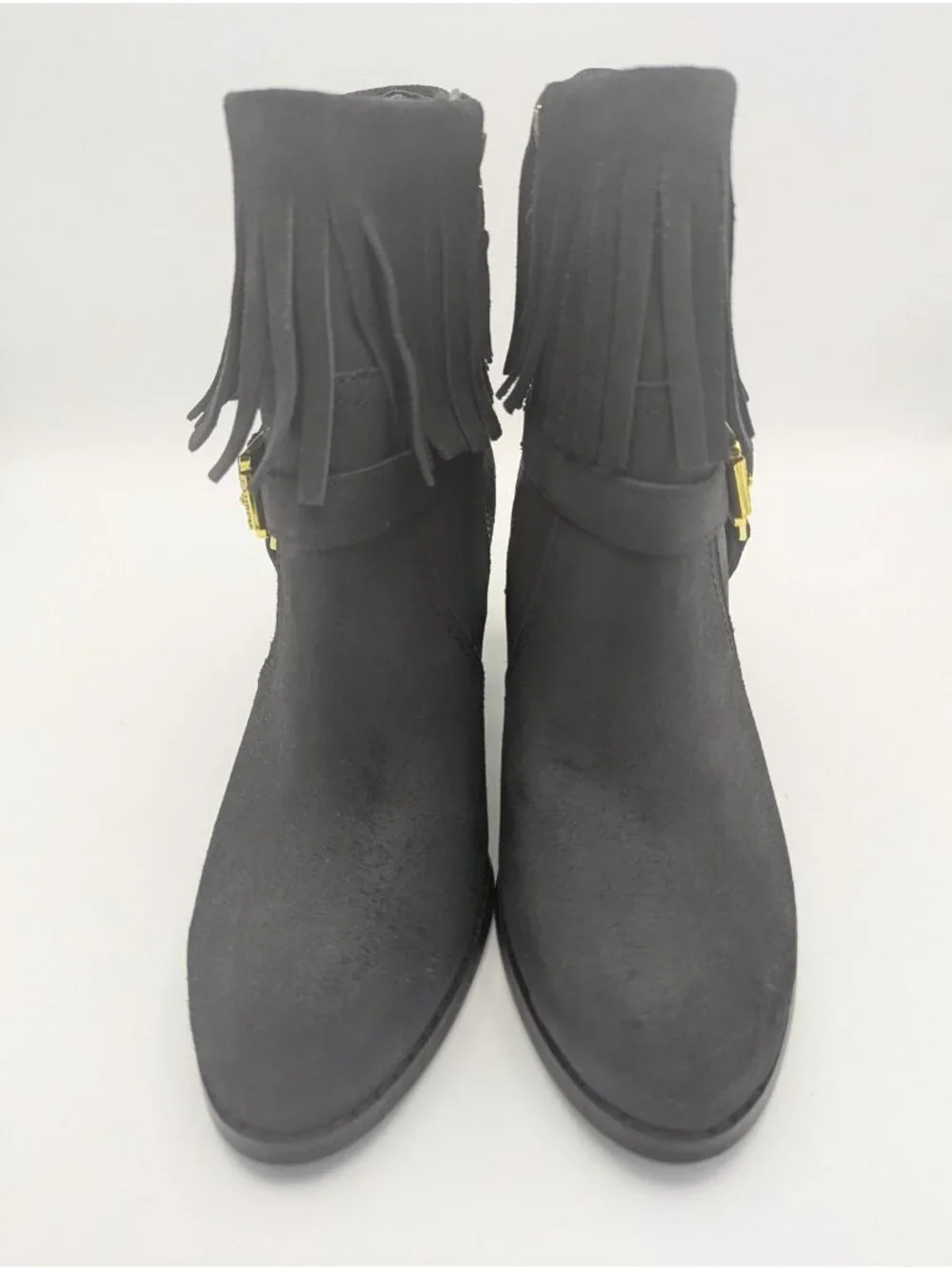 Lauren Ralph Lauren Boots Womens SZ 9B Black Suede Fringe Ankle Booties Western